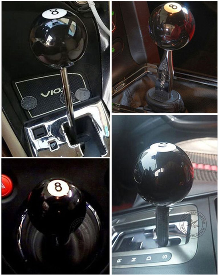 Black 8 Ball Shift Knob Universal Vehicle Gear Shift Lever Round Ball